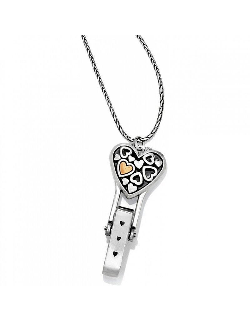 BRIGHTON Floating Heart Badge Clip Necklace