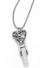 BRIGHTON Floating Heart Badge Clip Necklace