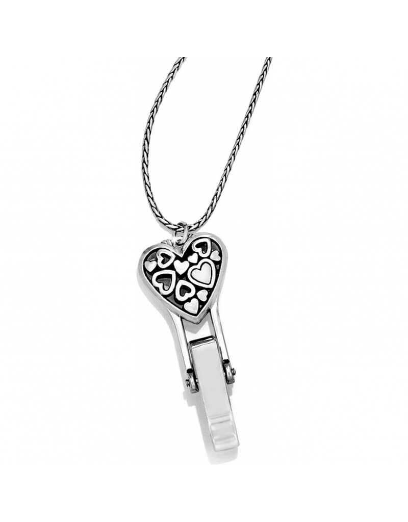 BRIGHTON Floating Heart Badge Clip Necklace