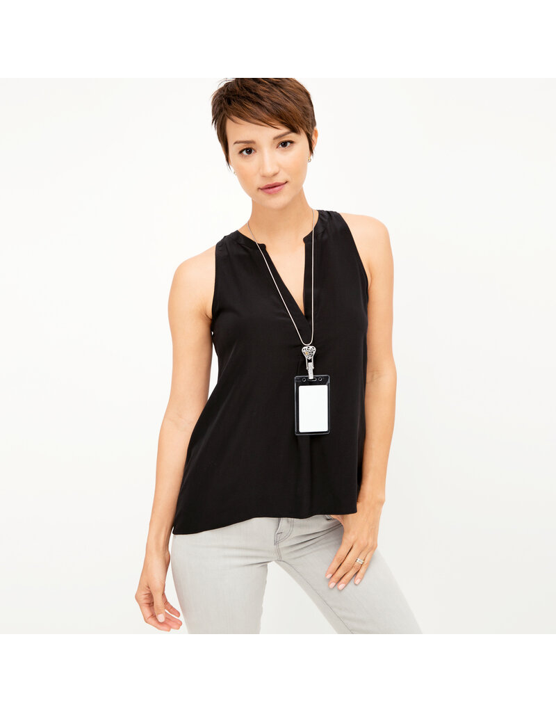 BRIGHTON Floating Heart Badge Clip Necklace