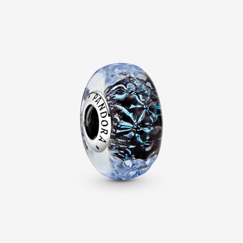 PANDORA Wavy Dark Blue Murano Glass Ocean Charm