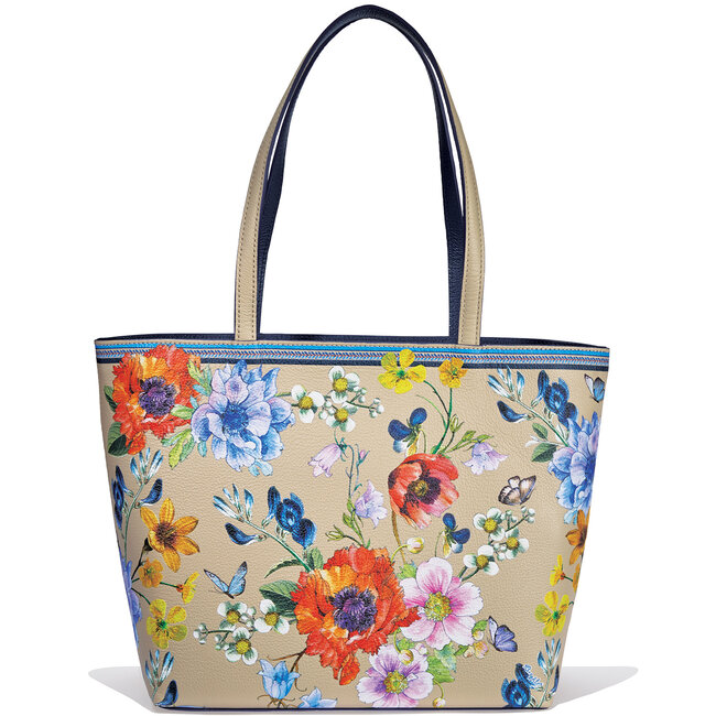 Everything Mary Black Floral Teacher Rolling Tote