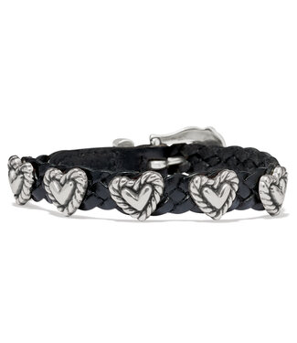 BRIGHTON Roped Heart Braid Bandit Bracelet in Black