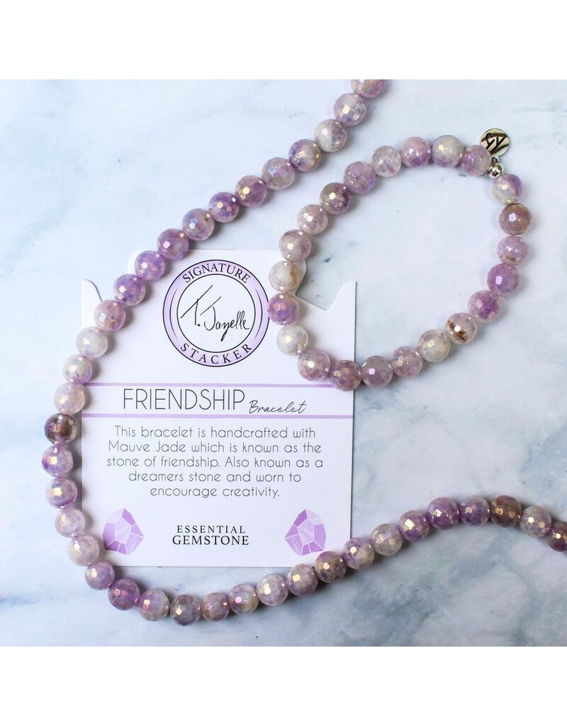 TJAZELLE Friendship Stacker Bracelet in Mauve Jade & Silver