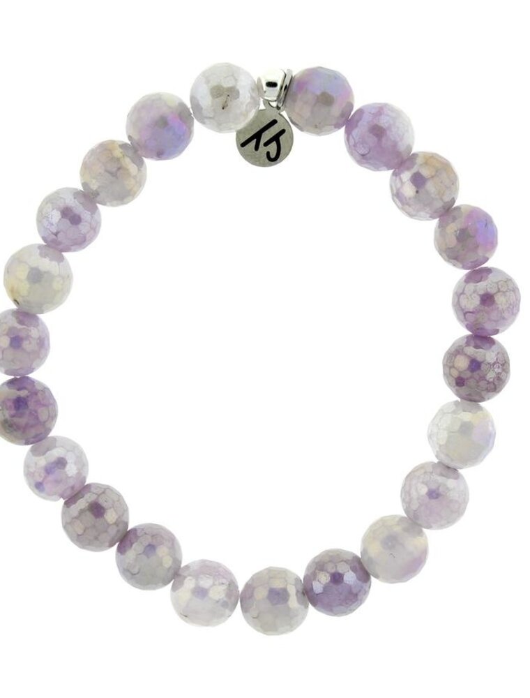 TJAZELLE Friendship Stacker Bracelet in Mauve Jade & Silver