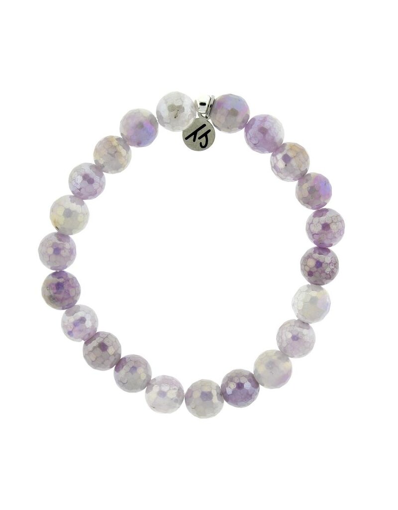TJAZELLE Friendship Stacker Bracelet in Mauve Jade & Silver