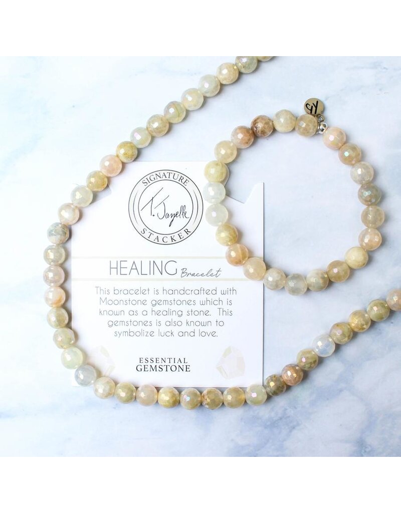 TJAZELLE Healing Stacker Bracelet in Moonstone & Silver