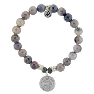 TJAZELLE Family Circle Bracelet in Storm Agate & Silver