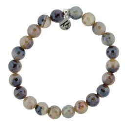TJAZELLE Peace Stacker Bracelet in Storm Agate & Silver