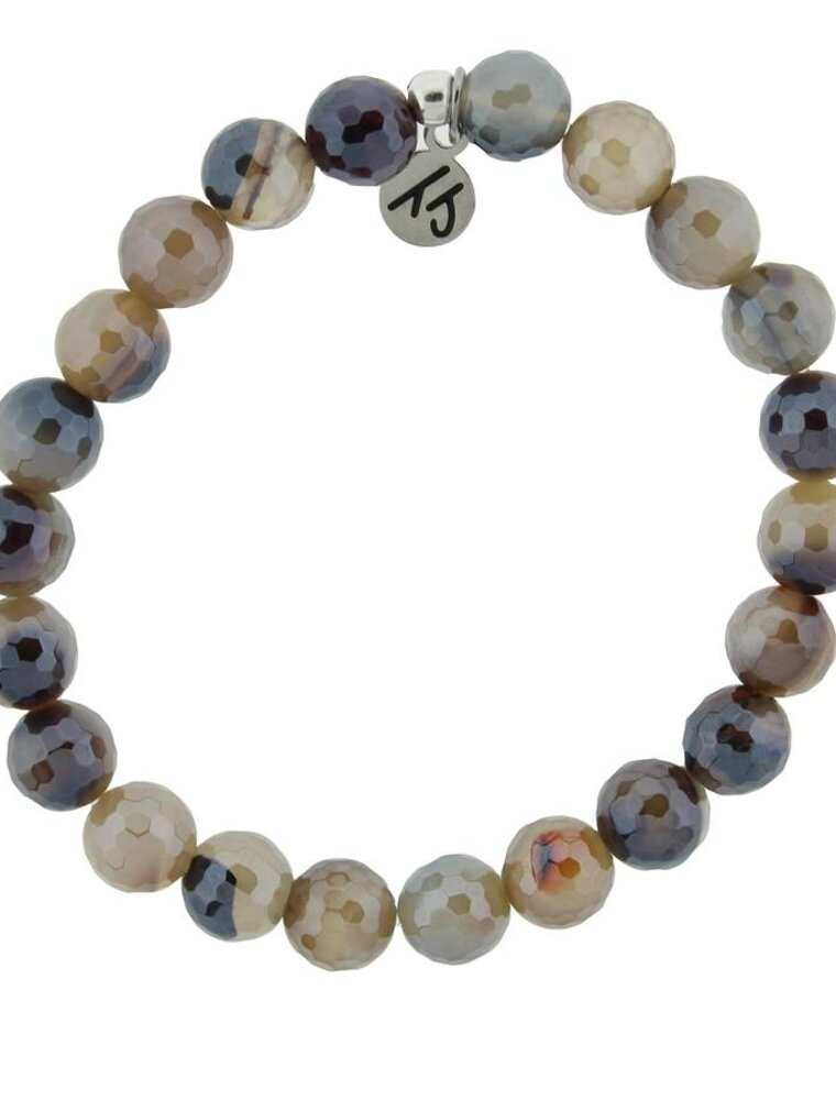 TJAZELLE Peace Stacker Bracelet in Storm Agate & Silver