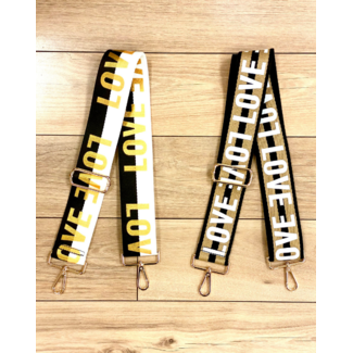 AHDORNED Abstract Print Bag Strap - Camel/Black (Gold Hardware)