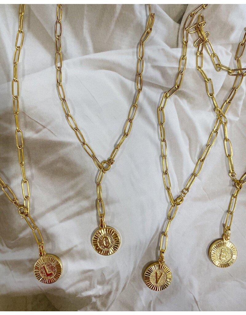 Initial Medallion Lariat Necklace