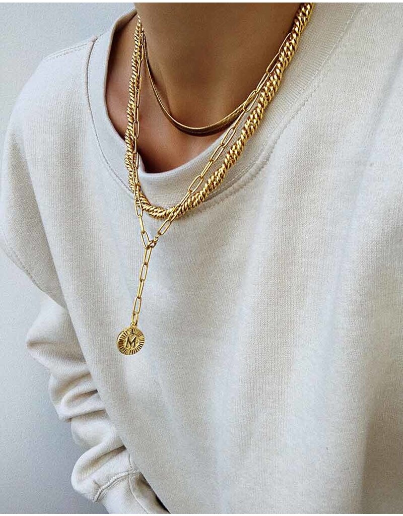Initial Medallion Lariat Necklace