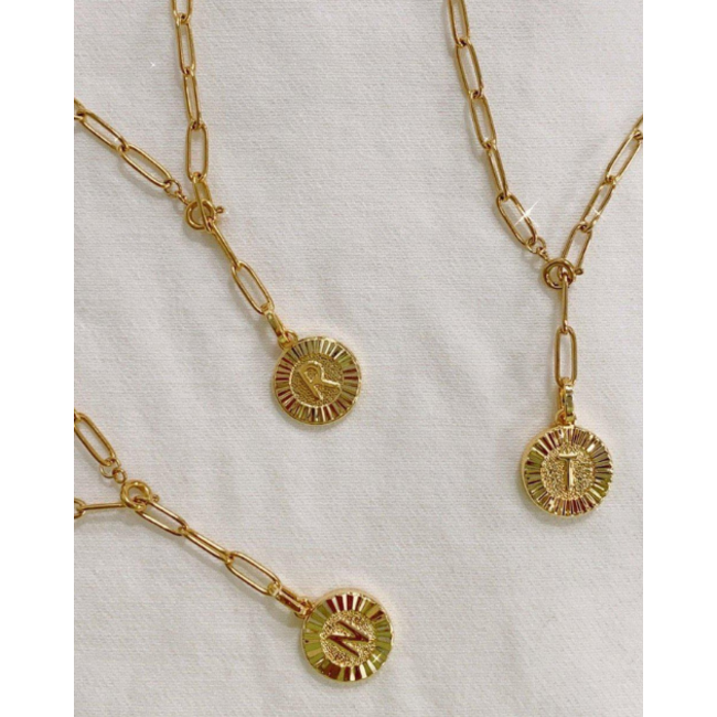 Initial Medallion Lariat Necklace