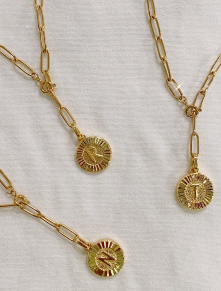 Initial Medallion Lariat Necklace