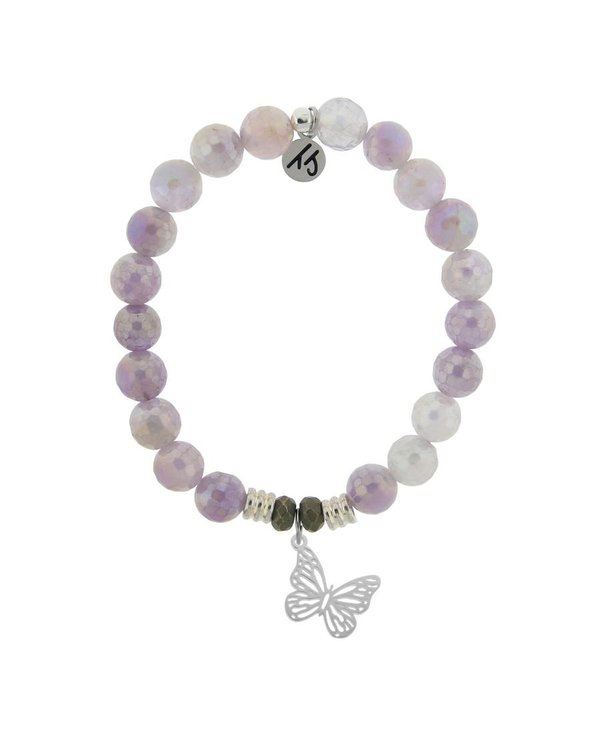 Butterfly Bracelet in Mauve Jade & Silver