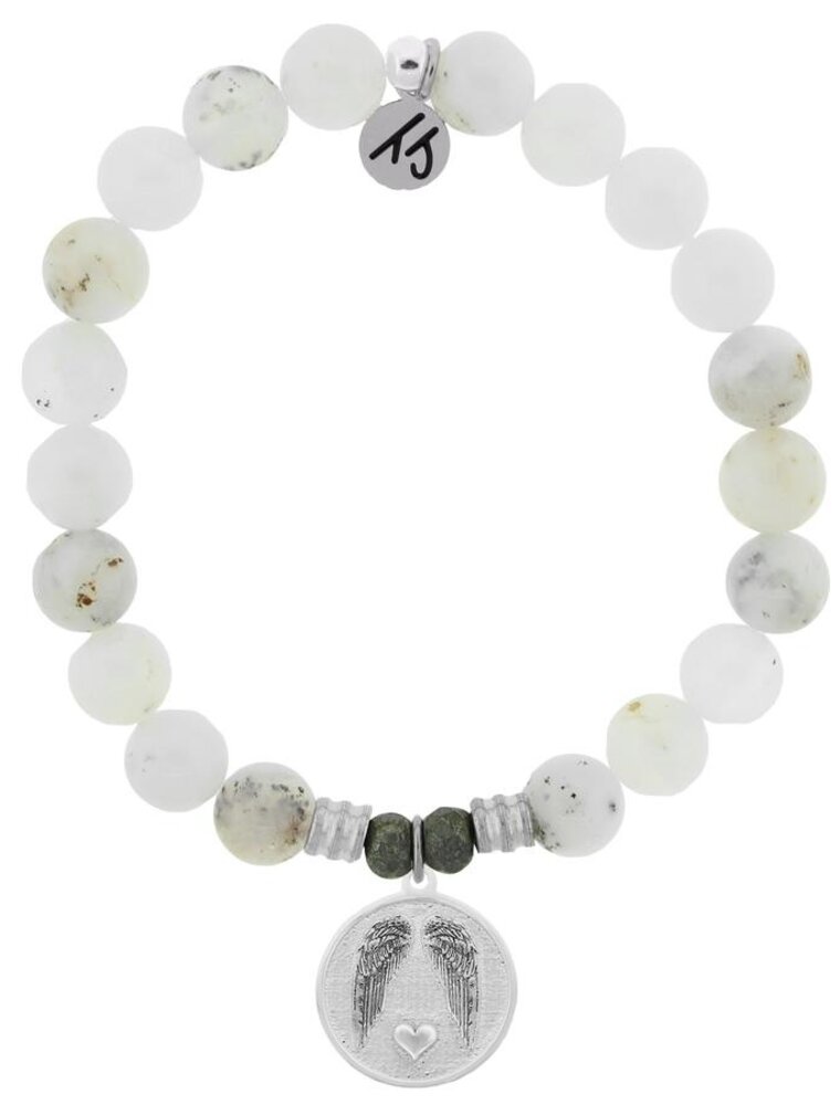 TJAZELLE Guardian Bracelet in White Chalcedony & Silver