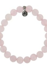 TJAZELLE Kindness Stacker Bracelet in Rose Quartz & Silver