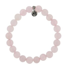 TJAZELLE Kindness Stacker Bracelet in Rose Quartz & Silver