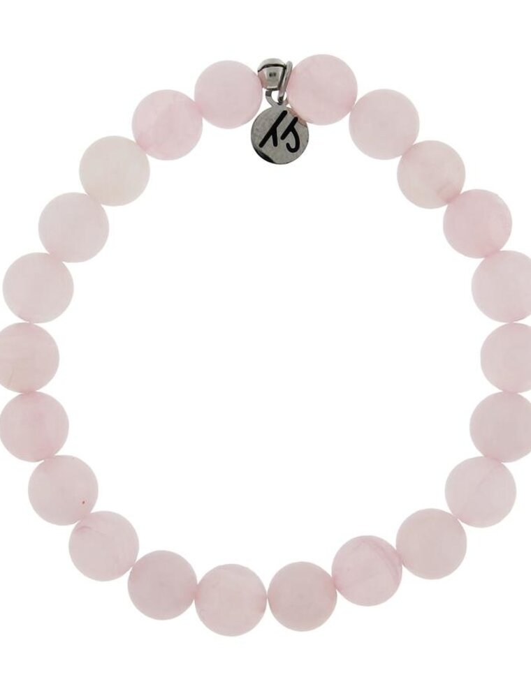 TJAZELLE Kindness Stacker Bracelet in Rose Quartz & Silver
