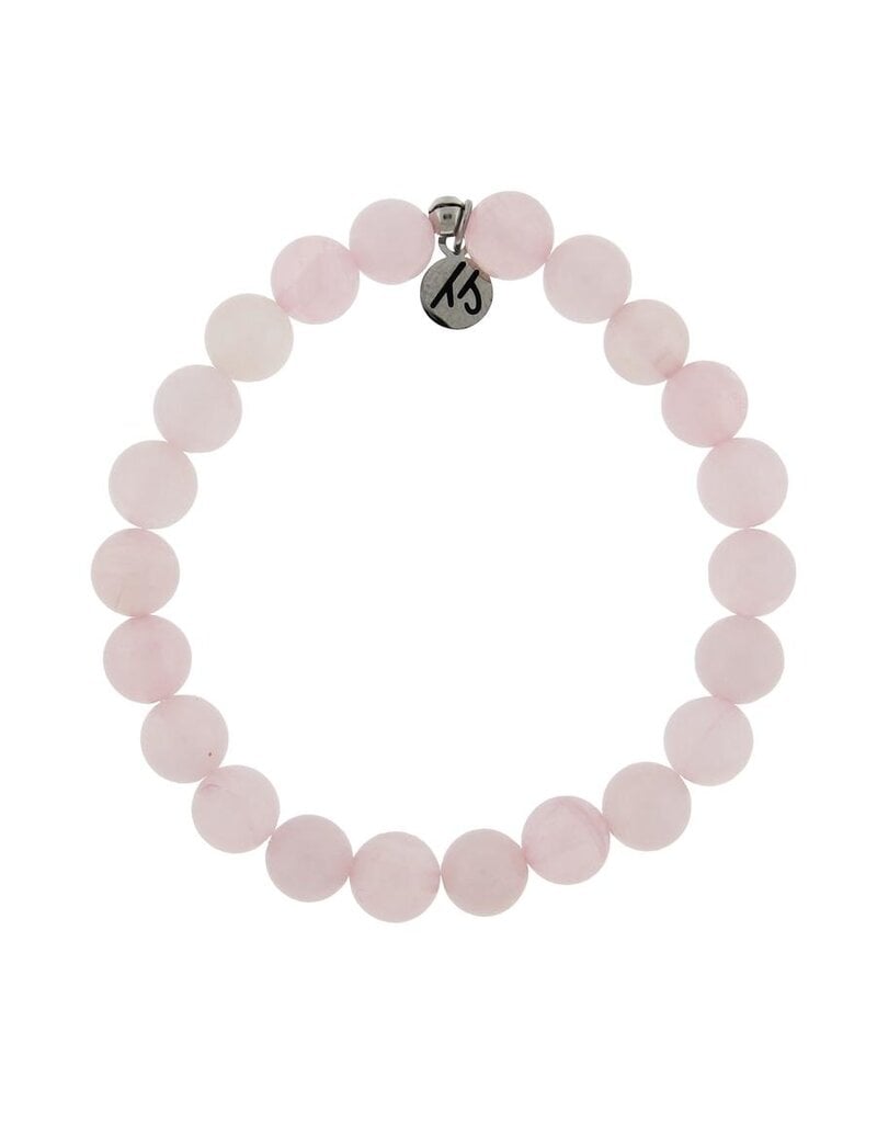 TJAZELLE Kindness Stacker Bracelet in Rose Quartz & Silver