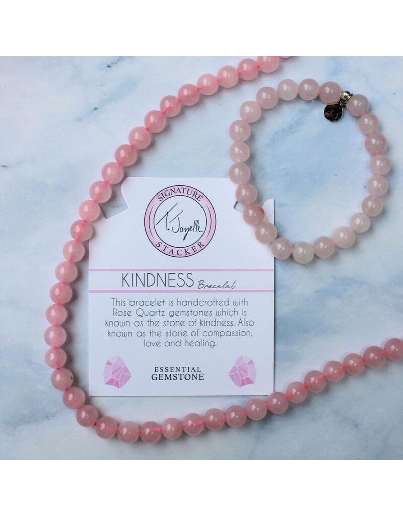 TJAZELLE Kindness Stacker Bracelet in Rose Quartz & Silver