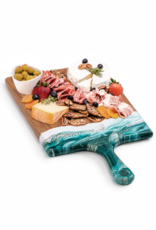 LYNN & LIANA SERVEWARE Large Acacia Cheese Board in Emerald Jewel