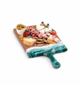 LYNN & LIANA SERVEWARE Large Acacia Cheese Board in Emerald Jewel