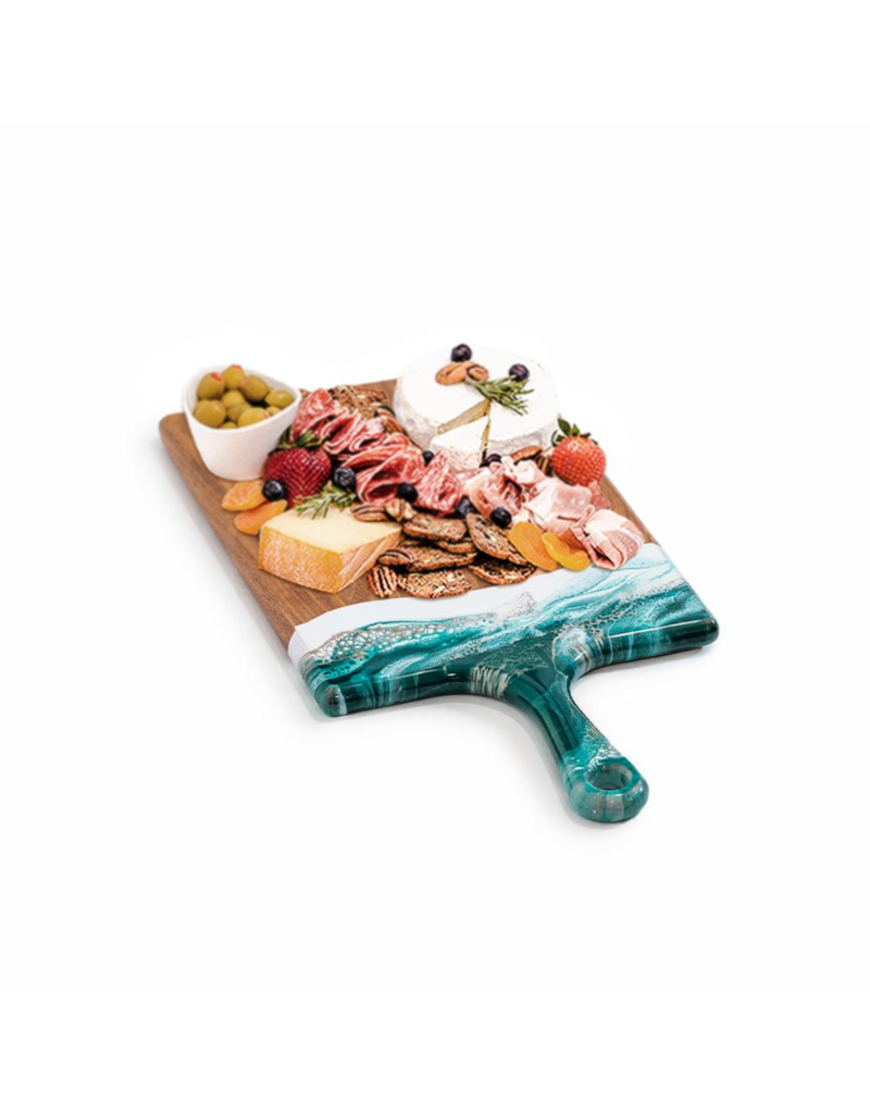 LYNN & LIANA SERVEWARE Large Acacia Cheese Board in Emerald Jewel