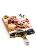 LYNN & LIANA SERVEWARE Large Acacia Cheese Board in Black & Gold