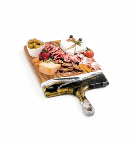 LYNN & LIANA SERVEWARE Large Acacia Cheese Board in Black & Gold