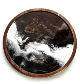 LYNN & LIANA SERVEWARE Acacia Lazy Susan in Black & Gold