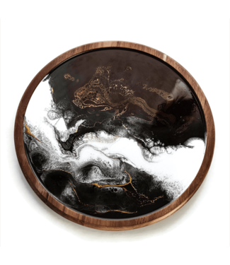 LYNN & LIANA SERVEWARE Acacia Lazy Susan in Black & Gold