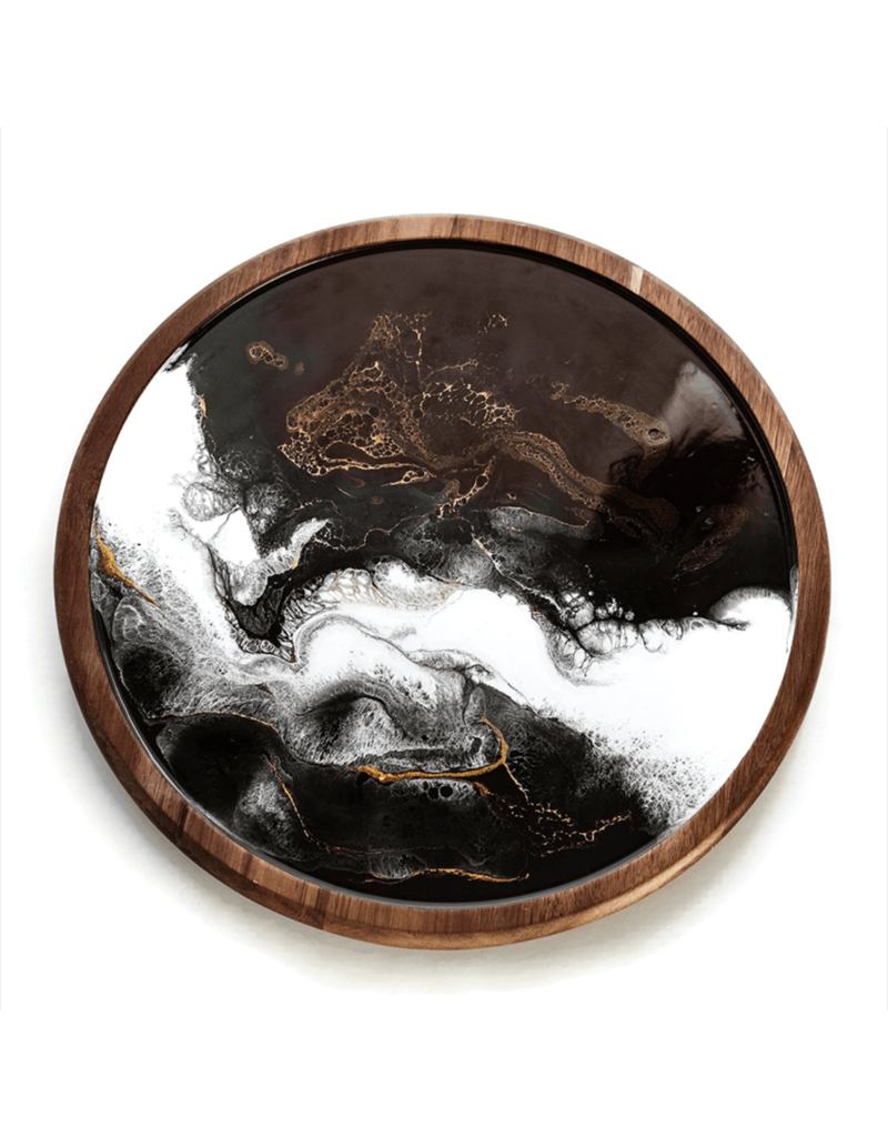 LYNN & LIANA SERVEWARE Acacia Lazy Susan in Black & Gold