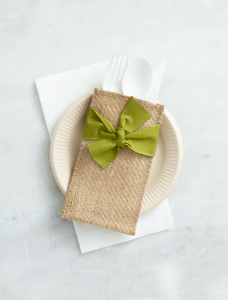 Moss Green Hand-Tied Ribbon (Set of 8)