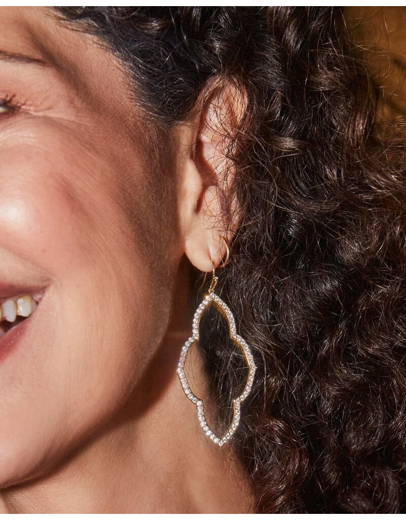 KENDRA SCOTT DESIGN Abbie Open Frame Earrings In White Crystal & Gold