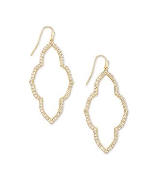 KENDRA SCOTT DESIGN Abbie Open Frame Earrings In White Crystal & Gold
