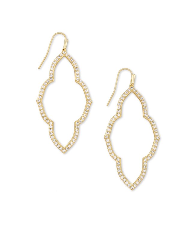 Abbie Open Frame Earrings In White Crystal & Gold