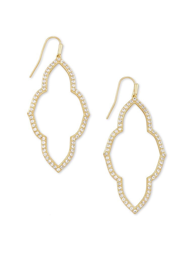 KENDRA SCOTT DESIGN Abbie Open Frame Earrings In White Crystal & Gold