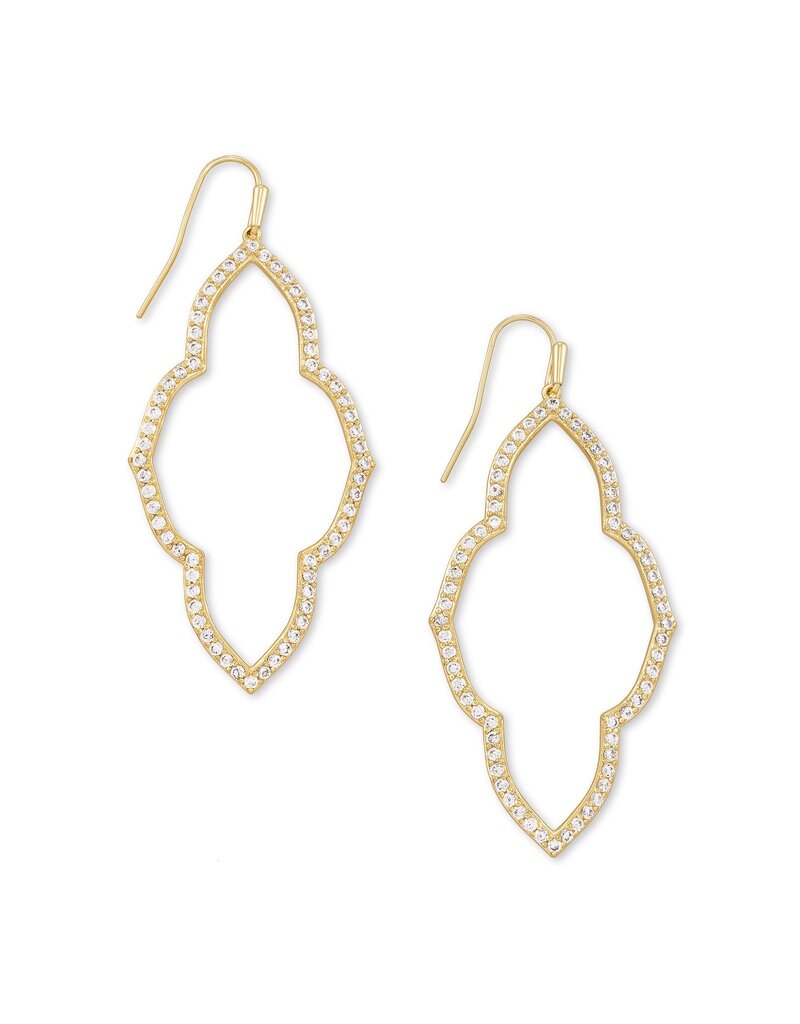 KENDRA SCOTT DESIGN Abbie Open Frame Earrings In White Crystal & Gold