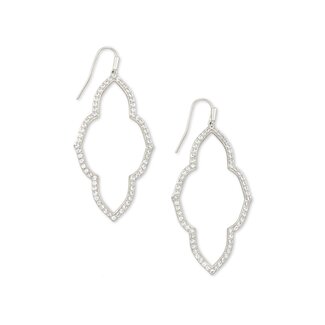 KENDRA SCOTT DESIGN Abbie Silver Open Frame Earrings In White Crystal