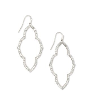 KENDRA SCOTT DESIGN Abbie Silver Open Frame Earrings In White Crystal