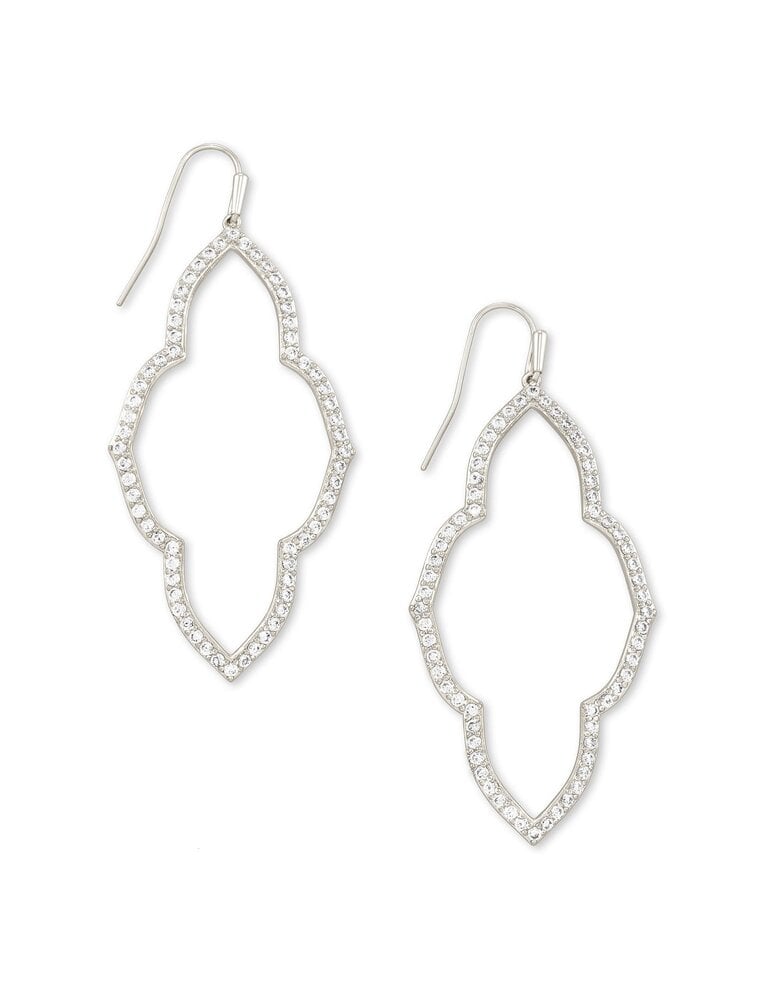KENDRA SCOTT DESIGN Abbie Silver Open Frame Earrings In White Crystal