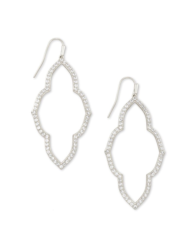 KENDRA SCOTT DESIGN Abbie Silver Open Frame Earrings In White Crystal