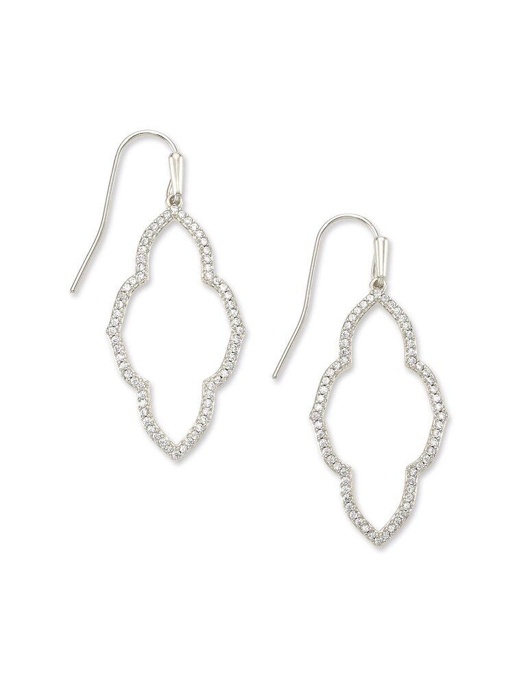 KENDRA SCOTT DESIGN Abbie Silver Small Open Frame Earrings In White Crystal