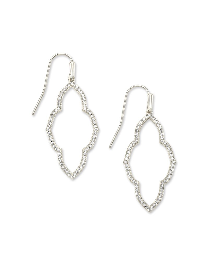 KENDRA SCOTT DESIGN Abbie Silver Small Open Frame Earrings In White Crystal
