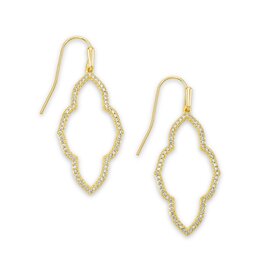 KENDRA SCOTT DESIGN Abbie Small Open Frame Earrings In White Crystal & Gold
