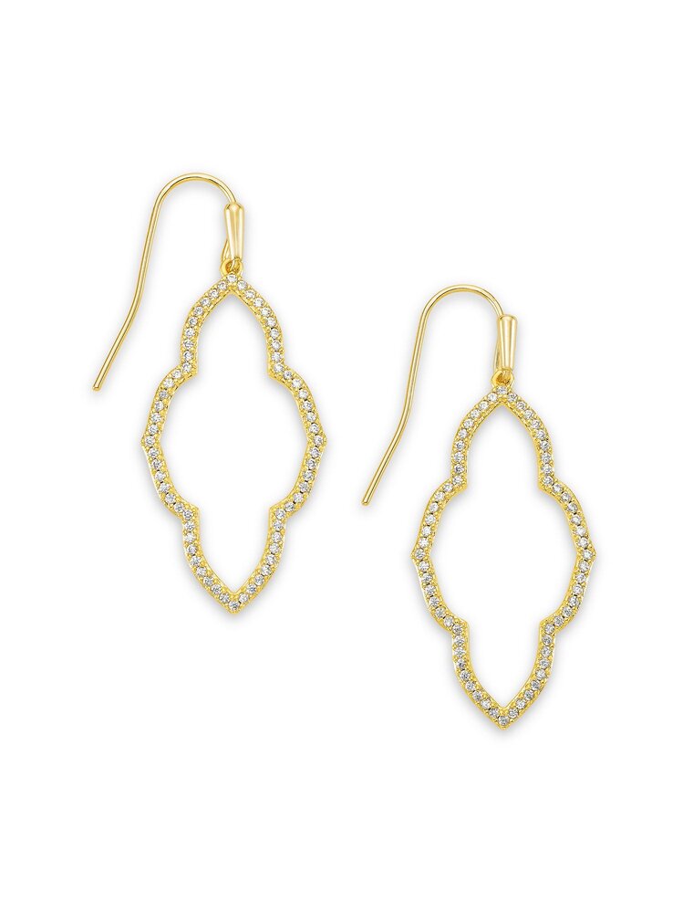 KENDRA SCOTT DESIGN Abbie Small Open Frame Earrings In White Crystal & Gold