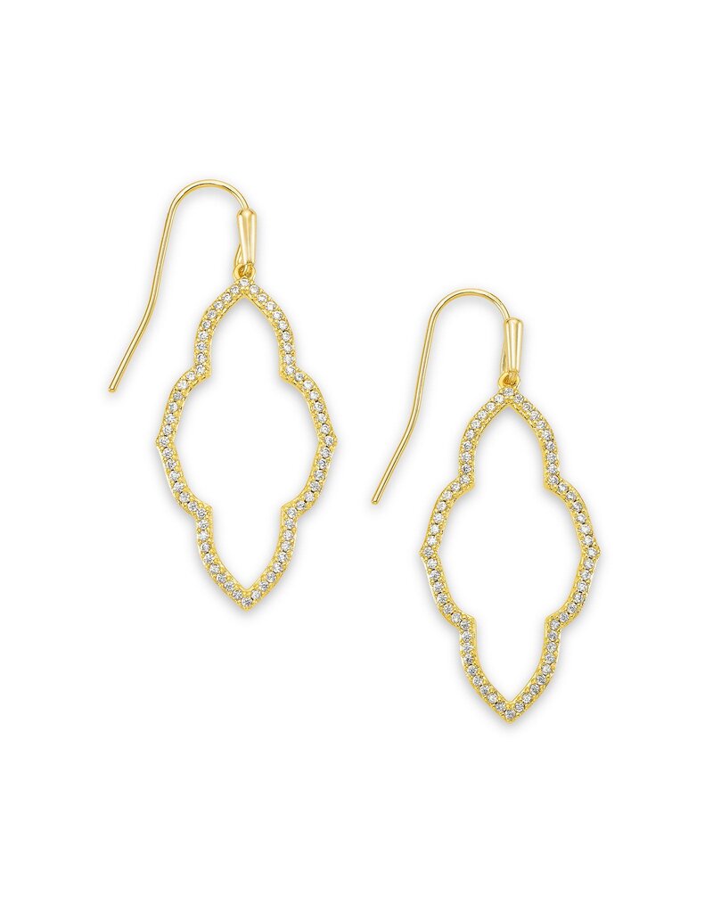 KENDRA SCOTT DESIGN Abbie Small Open Frame Earrings In White Crystal & Gold