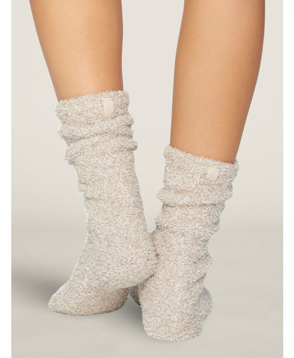 Cozy Chic Heathered Women's Socks in Stone/White